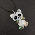Panda pendant necklace featuring white mother of pearl and colorful abalone shell inlay - Panda Style 7