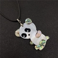 Collier pendentif panda en nacre blanche et ormeau arc-en-ciel sur cordon noir - Style Panda 2