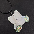 Pendentif panda en nacre blanche et coquille d'abalone avec cordon noir tressé ajustable - Style d'Ours 3