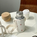 Quilted water bottle sleeve with cherry pattern and adjustable crossbody strap - Cherry