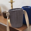 Crossbody quilted water bottle carriers in grey and navy blue with adjustable straps - Gray