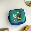 Süße Cartoon-Sticktasche mit Hase und Bär für Karten und Schlüsselbeutel - Hase Bär Blau Grün Kontrast Stil / Grün