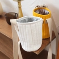 Quilted cotton water bottle bag with crossbody strap in cream white and ginger yellow - White