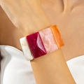 Macro detail of colorful acrylic stretch bracelet featuring marble texture resin blocks - Cloud Pattern Spliced Blocks (31732-bra-colour)