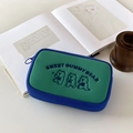 Cute green and blue gummy bear stationery pouch with large capacity for travel storage - Green