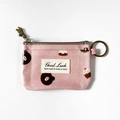 Rosa Canvas Münzbörse mit niedlichem Bären Cupcake Print und Bären Reißverschluss - Rosa Bär
