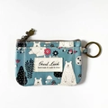 Porte-monnaie avec motifs d'ours polaire et forêt, couleur bleu-vert et style dessin - Ours au Crayon Bleu Clair