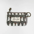 Petit porte-monnaie en toile grise avec motif pingouin et anneau porte-clés en métal - Manchot Gris