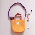 Quilted canvas crossbody bag in vibrant orange with purple strap and alpaca patch - Yellow Crossbody