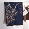 Elegant navy blue scarf with tree branch print and delicate tassels for winter - 67*185CM / Navy Blue Branch Jacquard