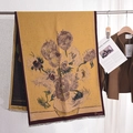 Elegante sciarpa giallo senape con stampa di girasoli Van Gogh e frange fini - 185x67cm / Stile con Stampa Girasole (Z提花-向日葵)