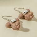 Detail of creative cartoon lobster earrings featuring large eyes and silver hooks - Brown Big-Eyed Lobster Shape (31690-ear-brown-EP)