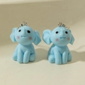 Cute cartoon blue baby elephant earrings with glitter texture and silver hooks - Light Blue Elephant Shape (31690-ear-blue-EP)