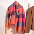 Sciarpa invernale in maglia color-block corallo e viola con frange e coste - Multi-colore Luminoso Colorblock (Stile 4)
