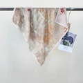 Silk-textured square scarf featuring vintage tropical plants and architecture prints - Off-white