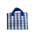 Borsa tote in tela a scacchi blu e bianca con manici rinforzati per shopping e viaggi - Piccolo / Blu
