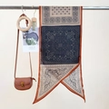 Vintage patterned silk scarf in beige and orange, paired with a brown leather mini bag - Navy Blue Diagonal Style (rzw35165-2)