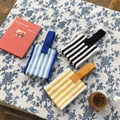 Three striped canvas tote bags in blue, black, and yellow for picnics and travel - Black Stripe