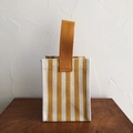 Handy canvas tote bag featuring vertical yellow and white stripes and sturdy woven handle - Yellow Stripe