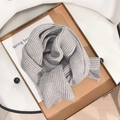 Classic light grey ribbed knit scarf in premium thick texture for winter warmth - Light Gray