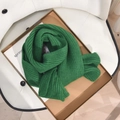 Winter minimalist green ribbed knit scarf made of warm and soft chunky yarn - Green