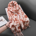 Sciarpa floreale arancione e beige con frange, scialle elegante per autunno e inverno - 67*180cm / Rosso Beige