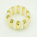 Fashion acrylic bangle featuring gold metallic tubes and translucent white beads - Gold Bar White Stone Texture