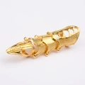 Articulated gold armor ring with four flexible sections and granulated gothic textures - Gold