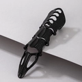 Vintage punk style black articulated full finger armor ring with sharp claw tip - Black