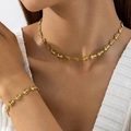 Detalle del conjunto de collar y pulsera de mariposa con circonita verde y oro - Juego De Joyas Mariposa Verde (30639-NB-gre-set-EP) / Dorado
