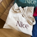 Beigefarbene Cord-Einkaufstasche mit Nice-Stickerei und mehreren Farboptionen - Beige