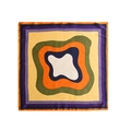 Foulard quadrato in seta con motivi geometrici a onde e vivaci blocchi di colore - Patchwork Colore Caramella