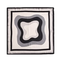 Elegante foulard di seta quadrato bianco e nero con motivo astratto a onde - Patchwork Nero Bianco Grigio
