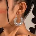 Boucles d'oreilles bohèmes vintage en argent creux avec motifs floraux complexes - Lace Semicircle Hollow Argent (4313-silver)