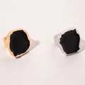 Anelli vintage irregolari in lega dorata e argento con smalto nero per donna - Set Bicolore Oro e Argento (16916-1-colour)