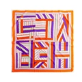 Pañuelo de seda cuadrado con diseño geométrico de trenzas en color naranja vivo - Rojo Empalme