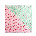 Floral square scarf featuring pink floral pattern and mint green daisy print design - Green Color Splicing Style / Green Daisy