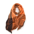 Bufanda de invierno gruesa a cuadros naranja y marrón con flecos suaves y largos - Naranja