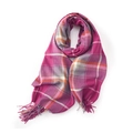 Morbida sciarpa in finto cashmere a quadri rosa e grigi con frange alle estremità - 180cm*65cm / Viola