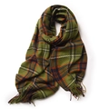 Sciarpa scozzese verde e arancione effetto cashmere con bordi sfrangiati eleganti - Verde