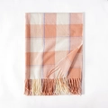 Klassieke sjaal met franjes en oranje-wit ruitpatroon met een zachte textuur - Roze Gingham