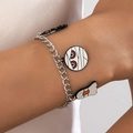 Halloween chain bracelet with silver mummy and ghost charms featuring colorful oil drip finish - Mummy and Ghost Style (20419)