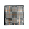 Sciarpa di seta moderna con motivo pied de poule bianco nero e linee arancioni fini - Patchwork Arancione