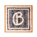 Foulard di seta a macchie leopardate arancione e beige con logo B e bordo a catena - Stile Patchwork Lettere Leopardo / Arancione