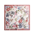 French vintage silk square scarf featuring retro pink tropical floral and zebra patterns - 90*90cm / Natural Scenery Orange