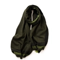 Écharpe pied-de-poule vert olive avec rayures vert vif et bordures à franges - Vert