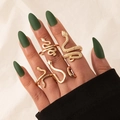 Four-piece gold snake ring set with adjustable open design and textured scales - Snake Shape Design (18866) / Four-Piece Set / Gold