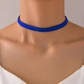 Royal blue velvet choker necklace for women, minimalist gothic style neck strap - Frosted Minimalist Style (19027) / Sapphire Blue