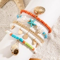Detalle del set de 5 tobilleras bohemias con cuentas coloridas y colgantes de conchas de mar - Estilo océano bohemio multicolor de 5 piezas (29515-colour)
