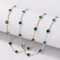 Collares minimalistas de oro y plata con diamantes de imitación verde esmeralda - Set de collares / Oro y Plata con Piedra Verde (15633 Conjunto)